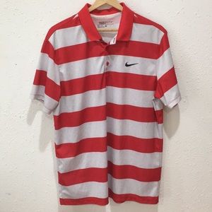 Nike Golf Dri Fit Polo Red Grey Large